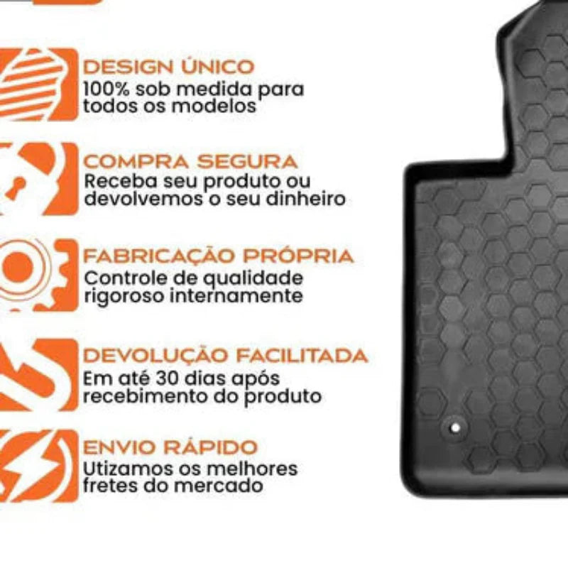 TAPETE BANDEJA 3D PREMIUM 5 PEÇAS  INCLUSO PORTA MALAS